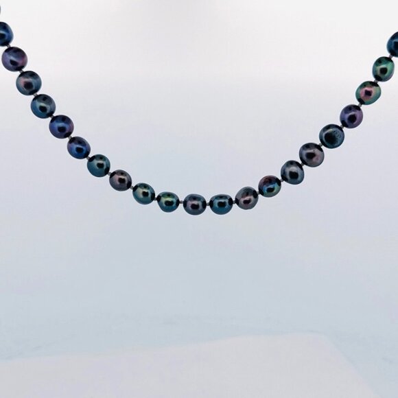 Designer Jewelry - Estate 14k Gold Clasp Peacock Pearl Necklace 20" 6.2mm Multicolor 35g Vintage
